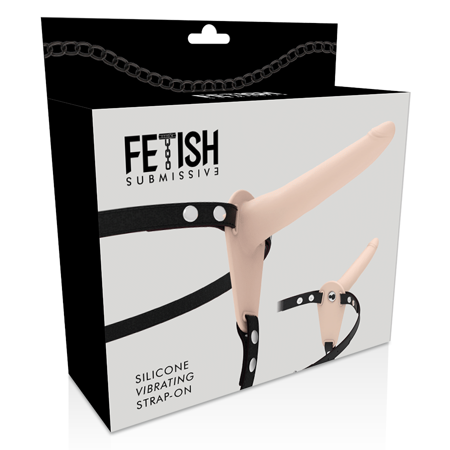 Fetish submissive silicone strap-on vibrator flesh 15cm