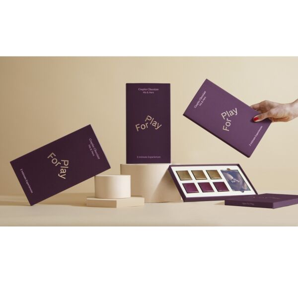 For Play His and Hers couples chocolates box, with chocolates for him and for her and game cards