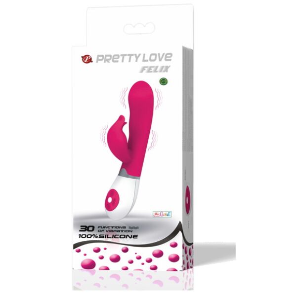 Pretty Love BI-014223 rabbit vibrator in lilac and white, with its curved body and the ears for the clitoris
