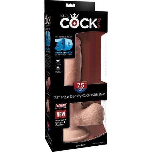 Realistic King Cock Plus Triple Density dildo with textured details and suction cup base