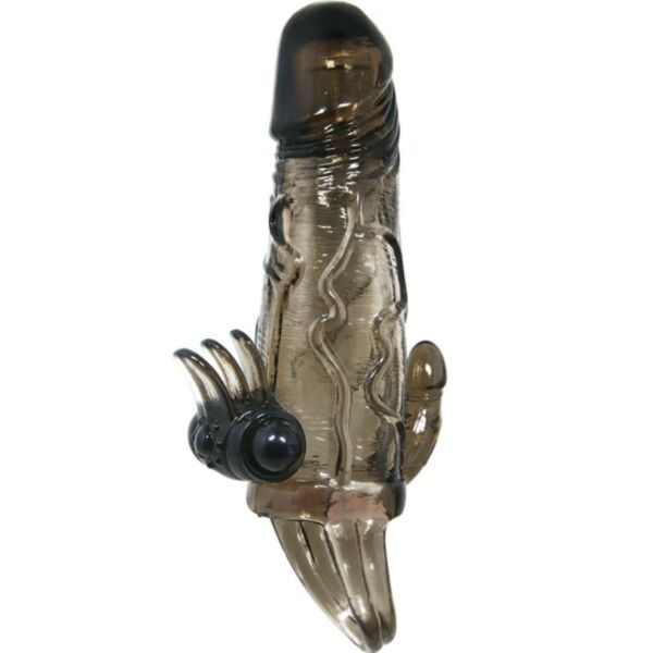 Black Baile Brave Man penis sleeve with ridges, anal extension and testicle ring