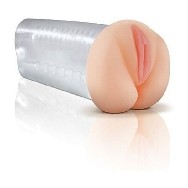 Pipedream Extreme Toyz clear male masturbator, with the beaded inner on view