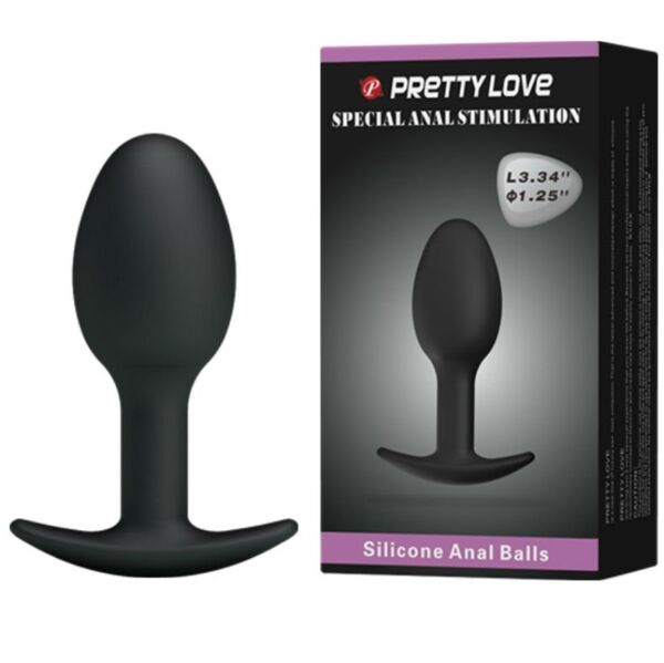 Pretty Love Heavy Balls 6.5 cm butt plug in black, with its anchor-shaped handle