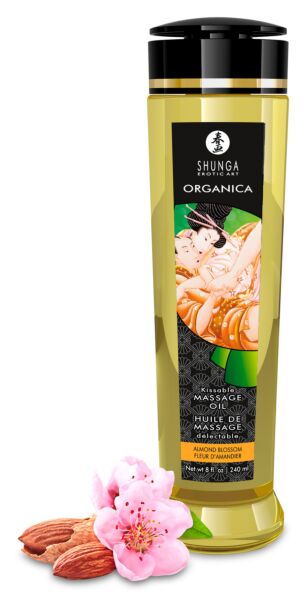240 ml bottle of Shunga Almond Blossom massage oil