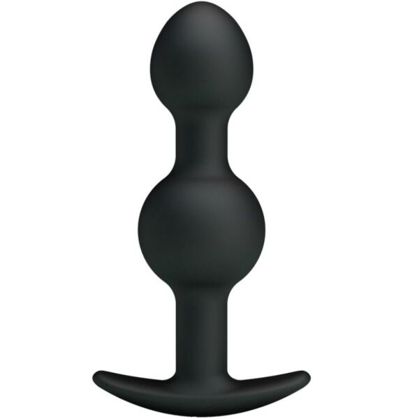 Pretty Love Heavy Balls anal beads in black silicone, with a handle