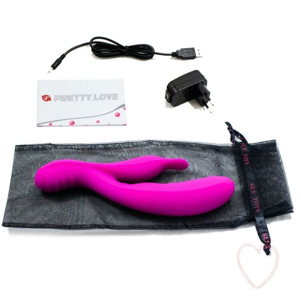 Pretty Love Bliss silicone rabbit vibrator in lilac, with its clitoral arm
