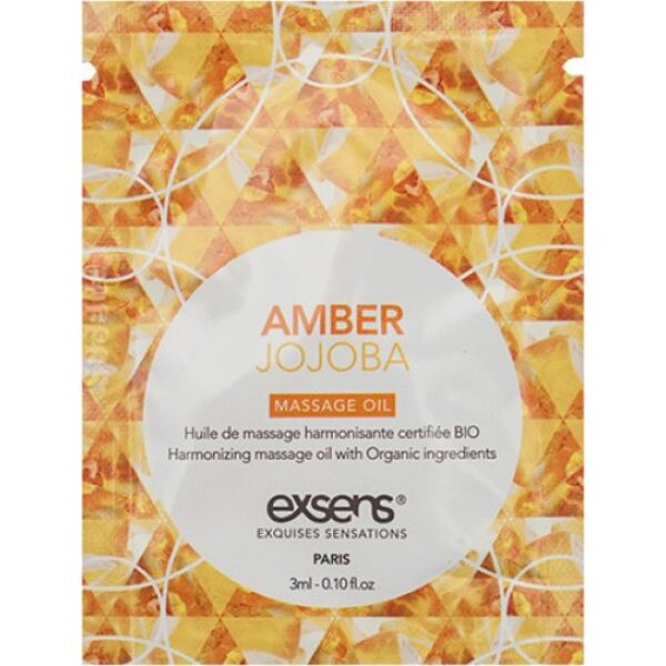 Exsens Amber Jojoba massage oil in a 3 ml single dose