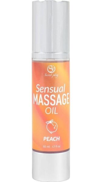 Secret Play 50 ml massage oil in an airless bottle with a pump dispenser