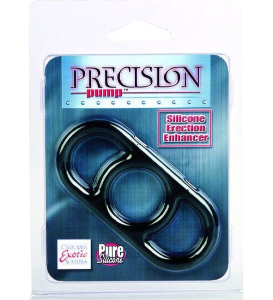 CalExotics Precision Pump Enhancer Black cock ring with two handles