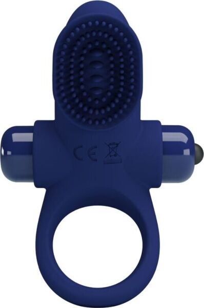 Pretty Love BI-210205-3 blue silicone vibrating cock ring with its bullet vibrator