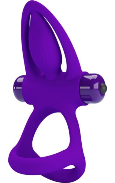 Pretty Love BI-210306 vibrating cock ring with its bristle stimulator and dolphin-shaped tip