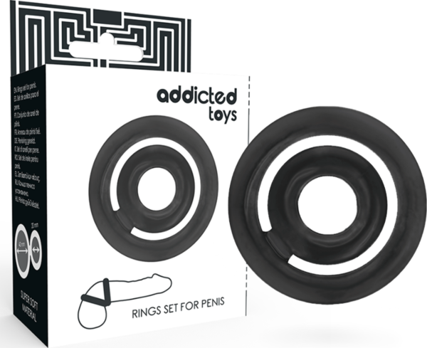 Addicted Toys Potenz cock ring set, showing both rings