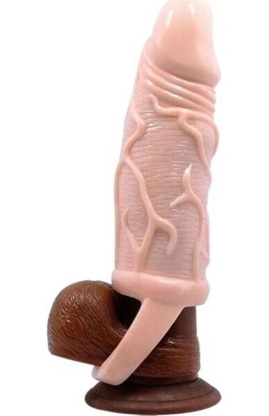 Baile For Him 13.5 cm penis extender sleeve in a flesh tone, with its testicle ring