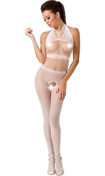 Passion BS048 fishnet bodystocking with lace and a crotch opening