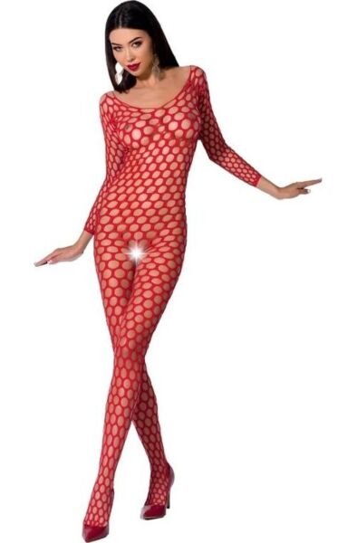 Passion BS077 fishnet bodystocking with lace and sheer panels