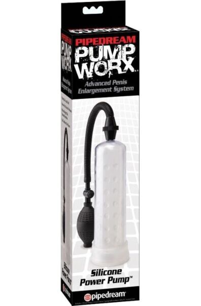 Pump Worx silicone penis pump with a clear cylinder