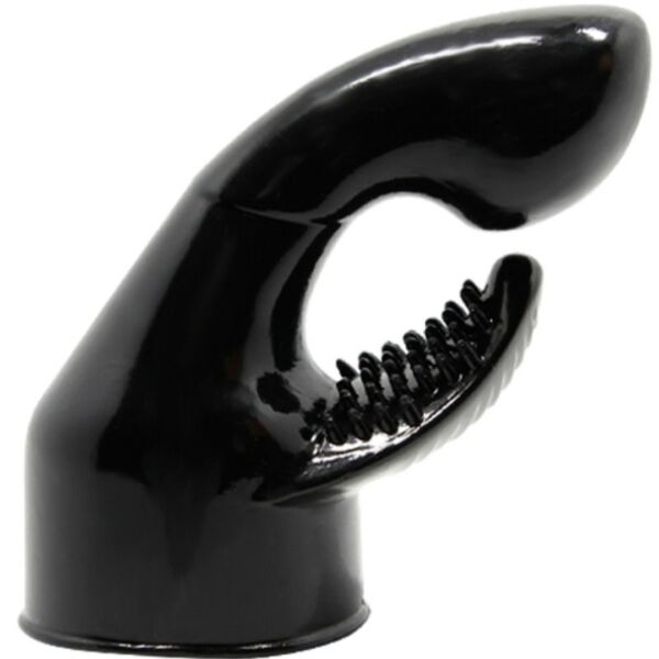 Black Baile Power wand attachment with a G-spot curve and a clitoral fold