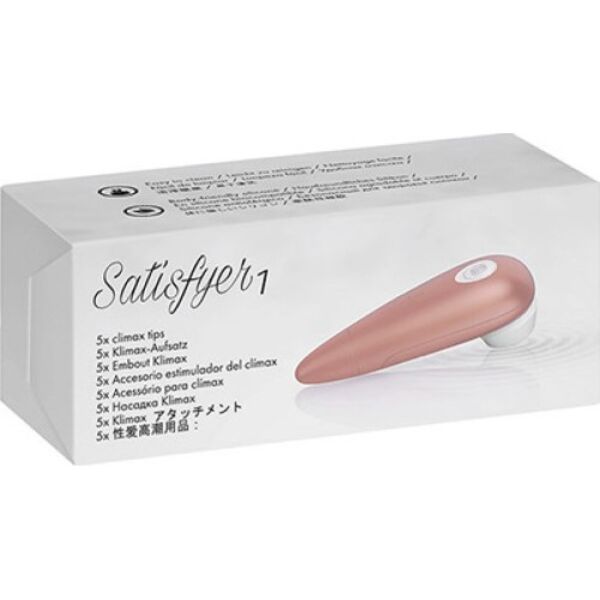 Five white silicone caps, Satisfyer Number One Replacement Caps