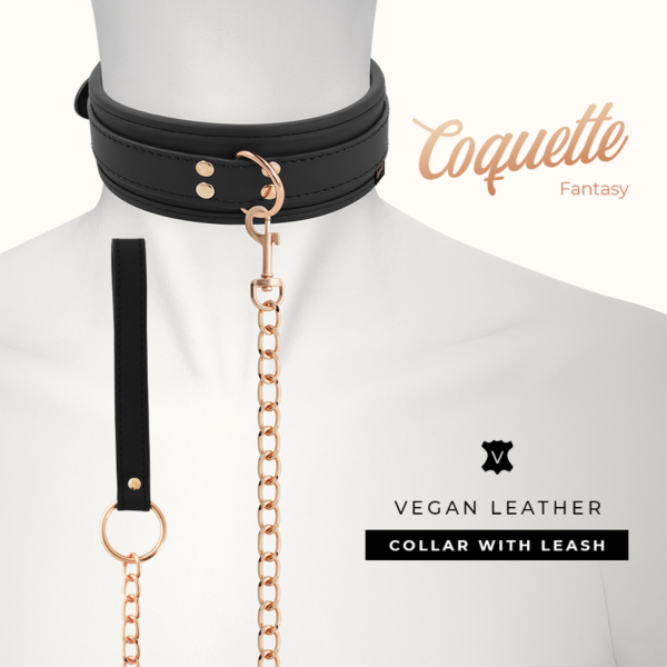 Coquette Chic Desire Fantasy BDSM collar with lead and metal chain