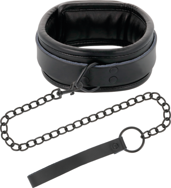 Darkness Black Necklace with Chain posture collar, in black, with its chain leash