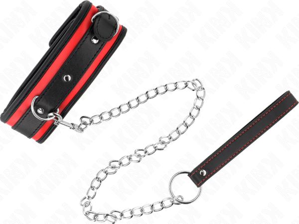 Kink Modelo 2 collar with rings and a chain leash with a handle