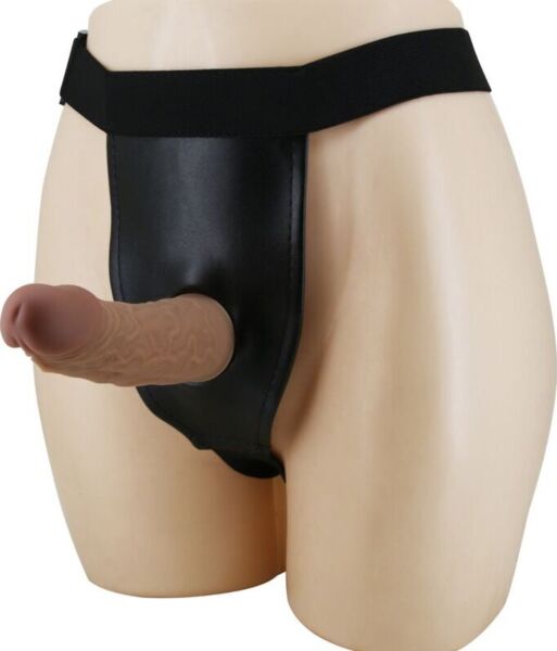 Pretty Love strap-on harness with its brown veined dildo