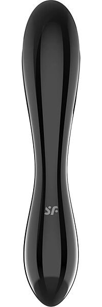 Satisfyer Dazzling Crystal 1 glass dildo in transparent black glass, with both ends textured