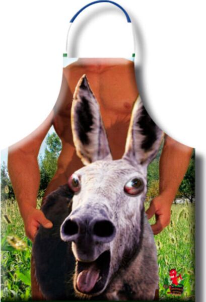 Diablo Picante Donkey apron with rude, funny illustrations