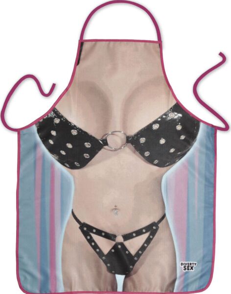 Diablo Picante Bikini novelty apron with funny and erotic illustrations