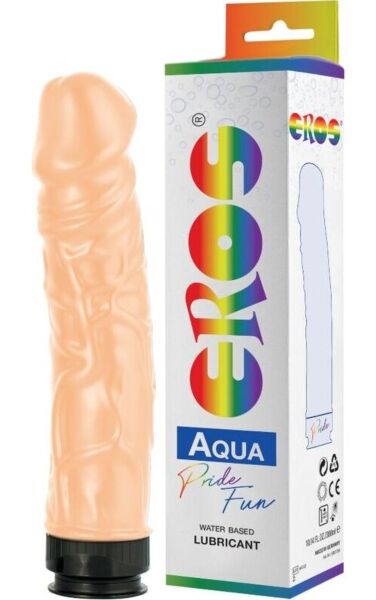Rigid realistic Eros Aquaglide dildo with 300 ml of water-based lubricant inside