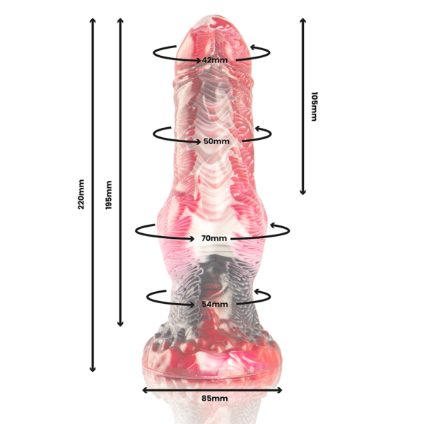 EPIC Helios dildo with a mythology-inspired design, shown with its base