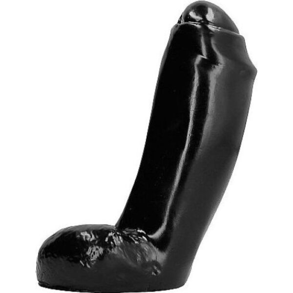 All Black AB46 Big Bird realistic dildo in black, with a straight shaft and testicles