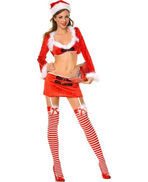 Mrs Claus costume Music Legs Sta Claus Mini Dress