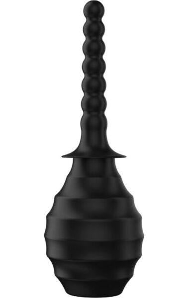 Mr Play BLKM7 Super Power anal douche in black, with bulb and nozzle