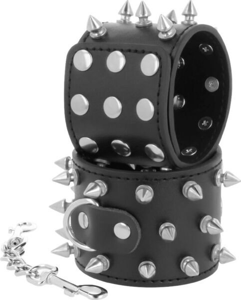 Darkness Skulls and Bones spiked handcuffs, black