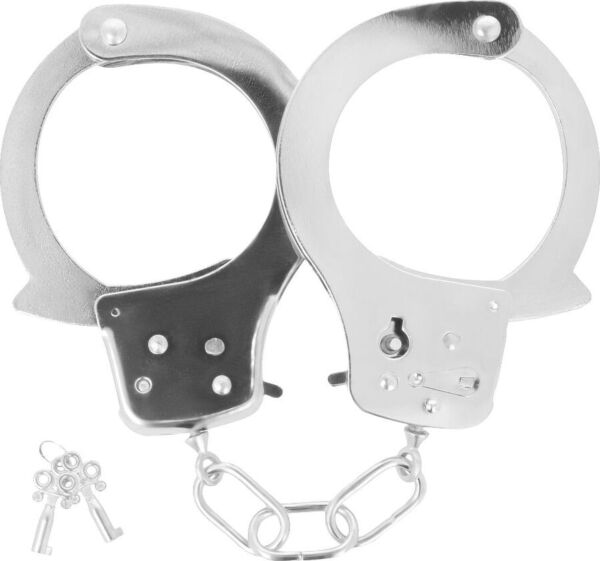 Darkness metal handcuffs, two cuffs joined by a chain