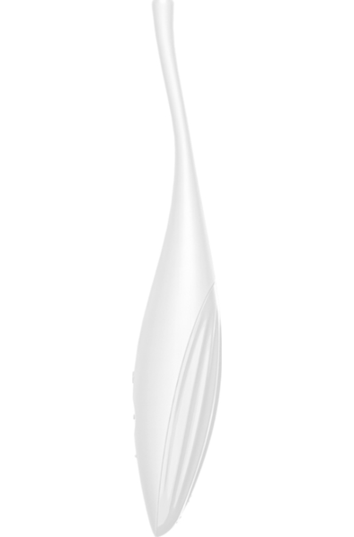 Satisfyer Twirling Joy clitoral vibrator with its slim tip and button panel