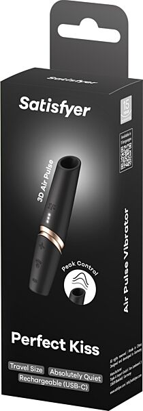 Satisfyer Perfect Kiss clitoral suction toy in black and gold