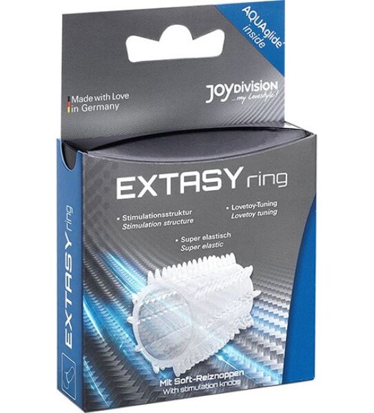 Joydivision Extasyring cock ring, in clear silicone with textures