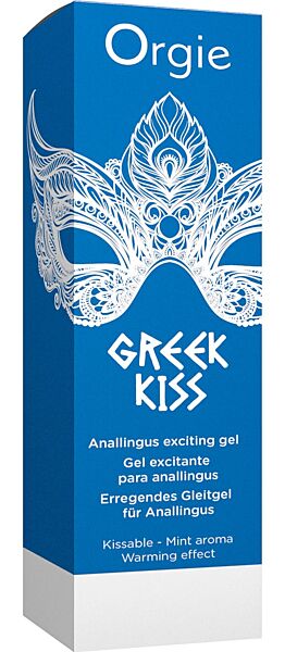 Bottle with pump dispenser of Orgie Greek Kiss rimming gel, 50 ml