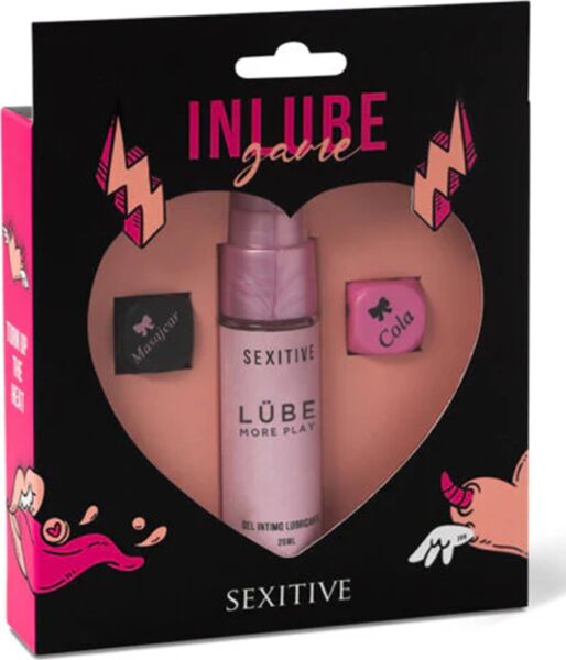 Sexitive Inlube Game with its two dice and the lubricant gel