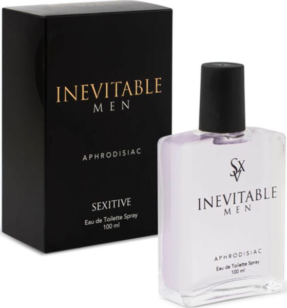 Glass bottle of SEXITIVE Inevitable Men 100 ml fragrance with spray