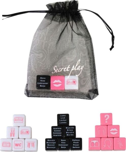 Secret Play 3 Dice Game sex dice, one black, one pink and one white