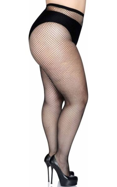 Leg Avenue Risa fishnet tights in size Queen, black