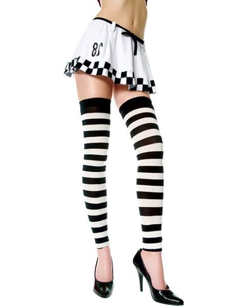 Music Legs Black and White Stripe Leggings, with a bold stripe print