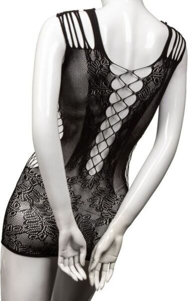 CalExotics Scandal Peek-A-Boo Mini Dress in black mesh lace
