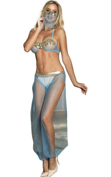 Subblime India Style lingerie set with a blue bralette and gold sequins