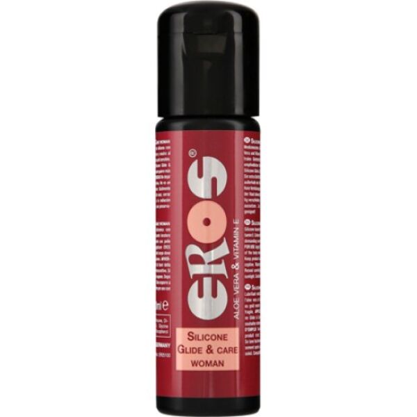 100 ml bottle of Eros Silicone Glide & Care silicone-based lubricant
