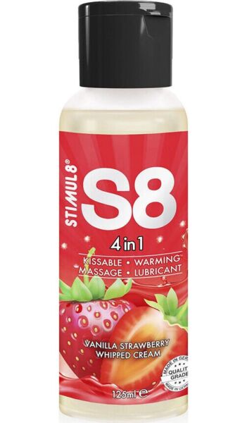 Bottle of Stimul8 S8 Dessert Lube water-based lubricant, 125 ml