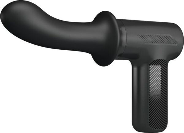 Pretty Love BW-055029 massage gun in black, with its silicone head